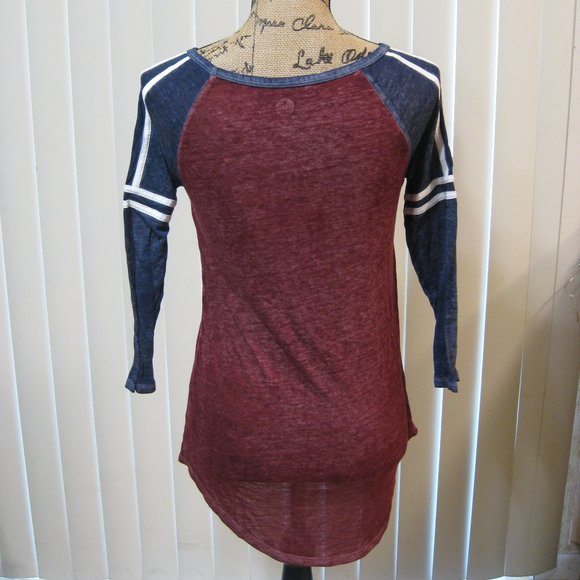 NWOT SO red blue white ¾ sleeve baseball tee t shirt top XS - Picture 4 of 6